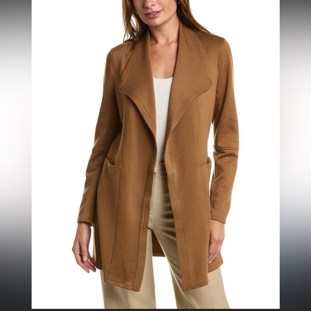 Max Studio Tan Trapunto Scuba Knit Topper